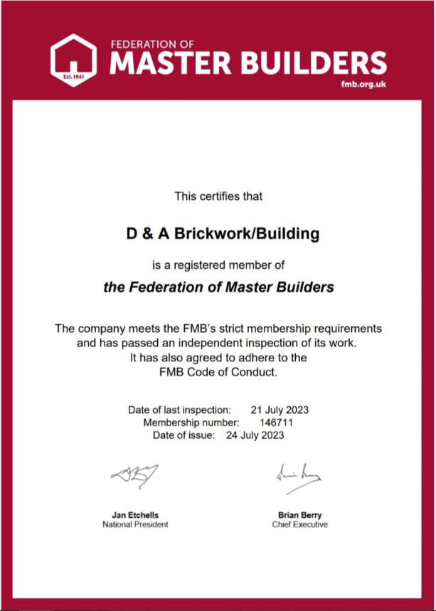 Completed building project 1 by D & A Brickwork & Building in Bedfordshire